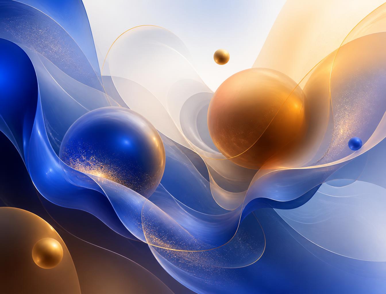 Abstract cobalt blue, copper and gold creative artwork